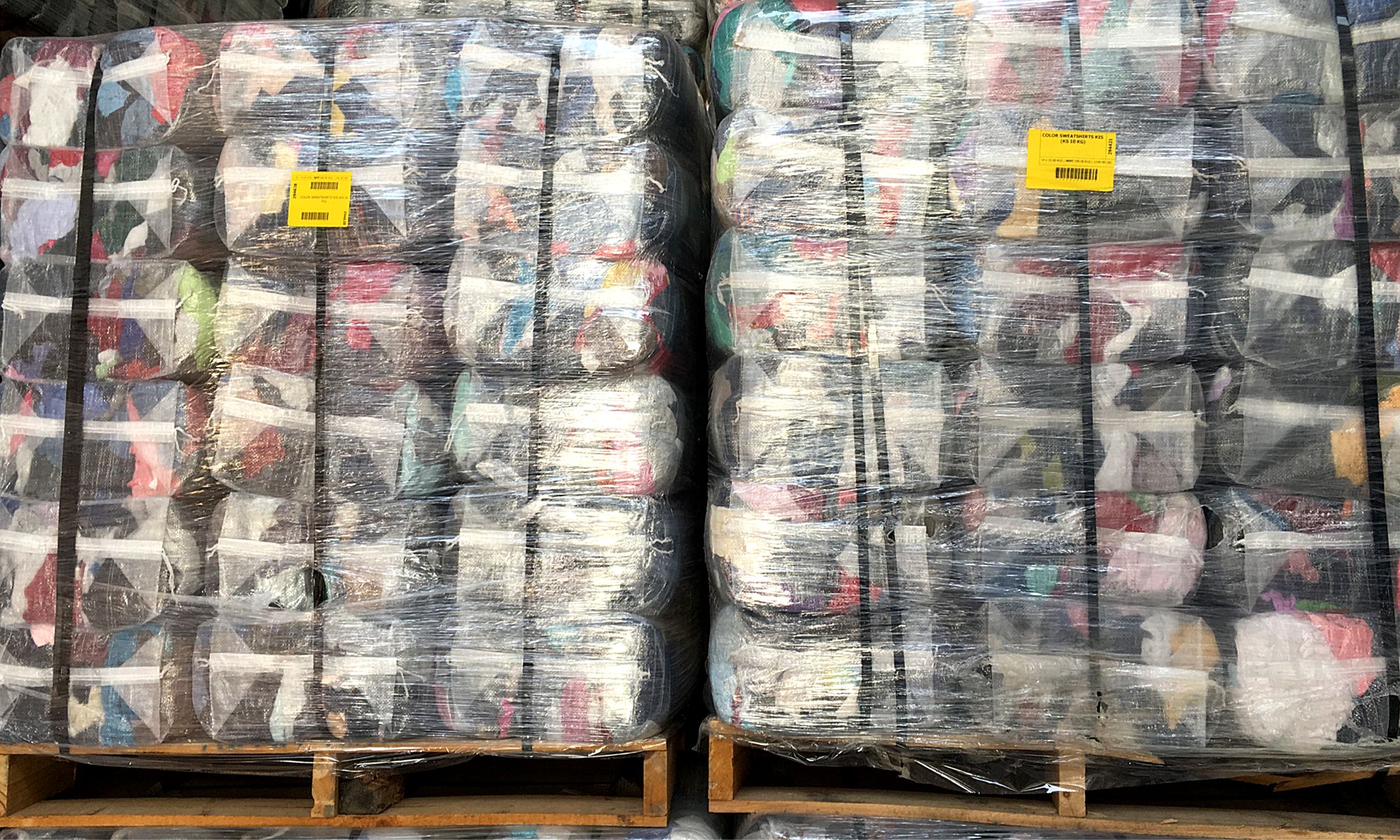 Coloured rags in the warehouse at KKC, Janitorial Supplies &  Health & Safety Products, Co. Kildare, Ireland