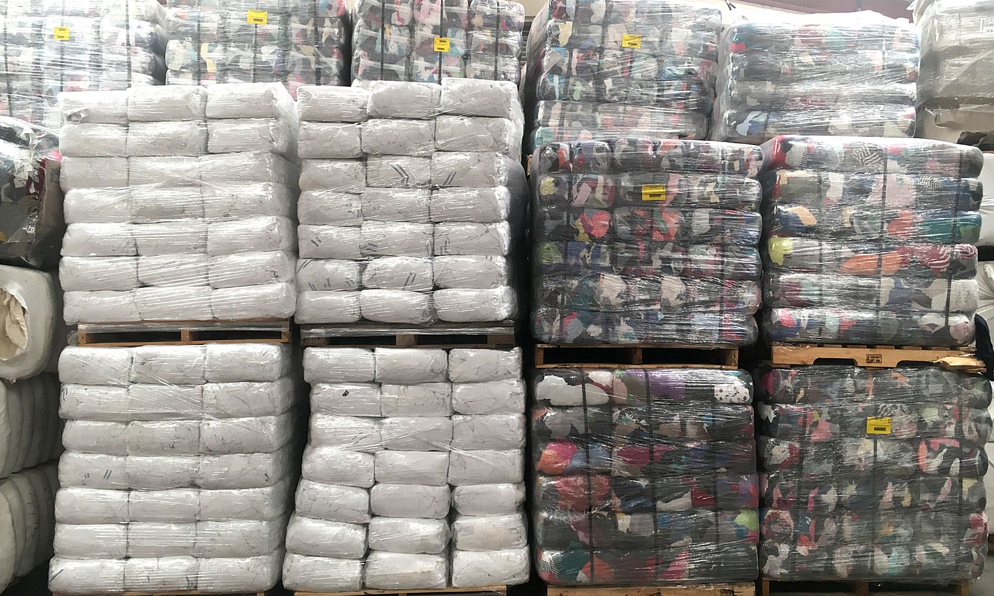 terry towelling, non-fluff cloths and coloured rags in the warehouse at KKC, Janitorial Supplies &  Health & Safety Products, Co. Kildare, Ireland